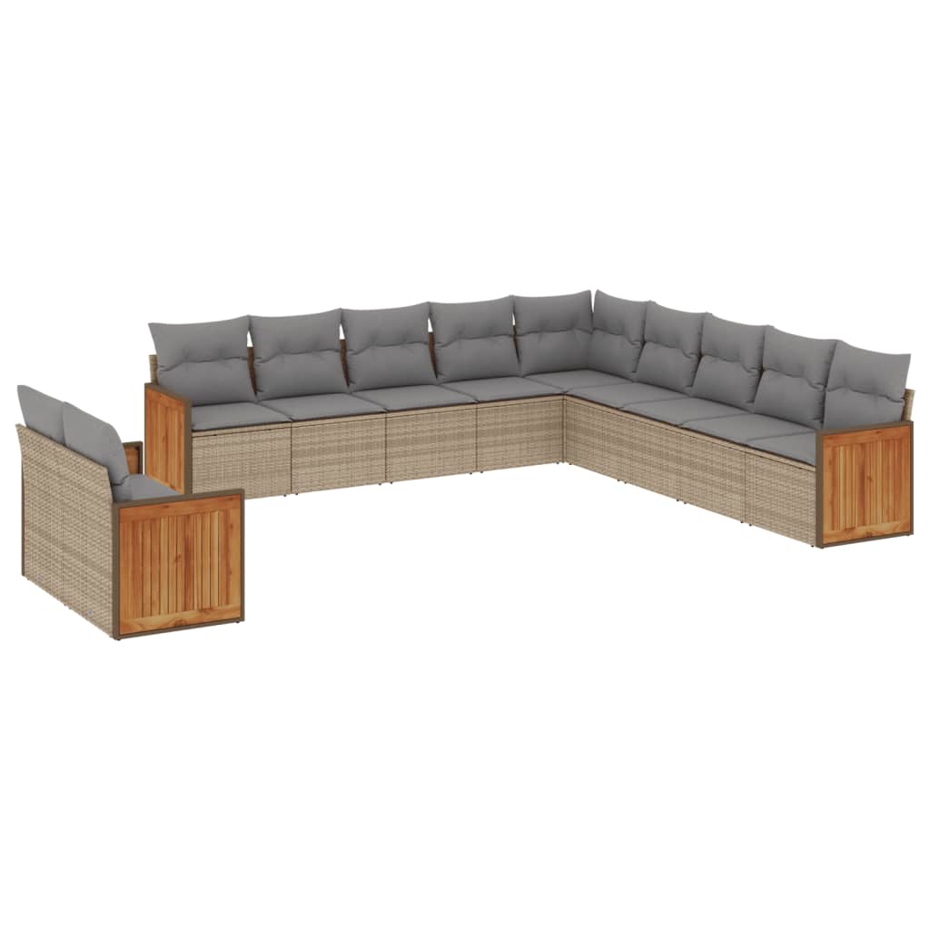 Loungegrupp För Trädgården M. Dynor 11 Delar Beige Konstrotting