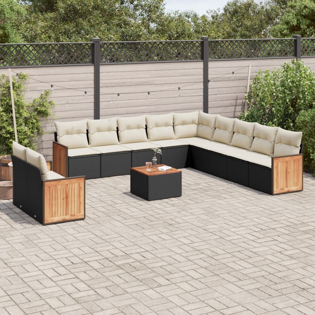 Loungegrupp För Trädgården M. Dynor 11 Delar Beige Konstrotting