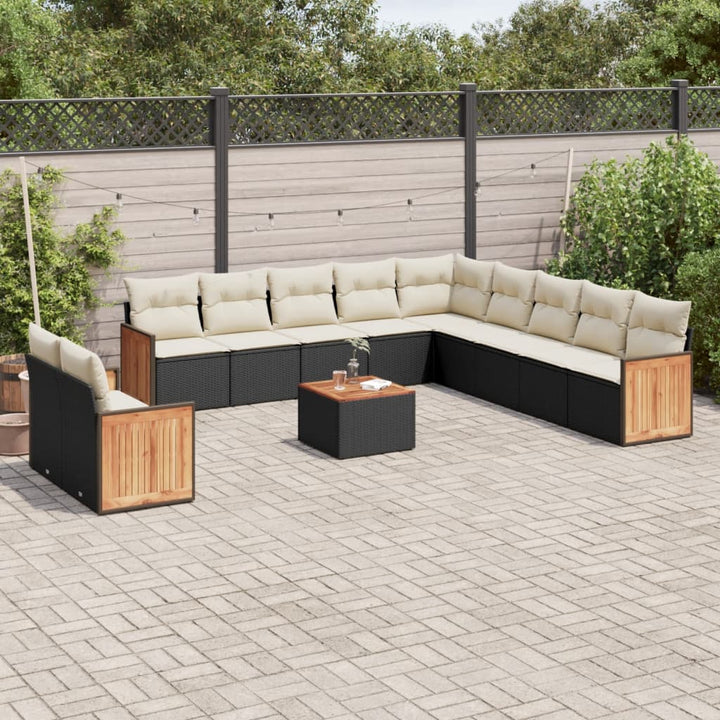 Loungegrupp För Trädgården M. Dynor 11 Delar Beige Konstrotting