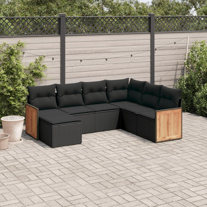 Matgrupp För Trädgården Med Dynor 7 Delar Beige Konstrotting