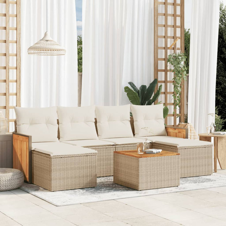 Soffgrupp För Trädgården Med Dynor 6 Delar Beige Konstrotting