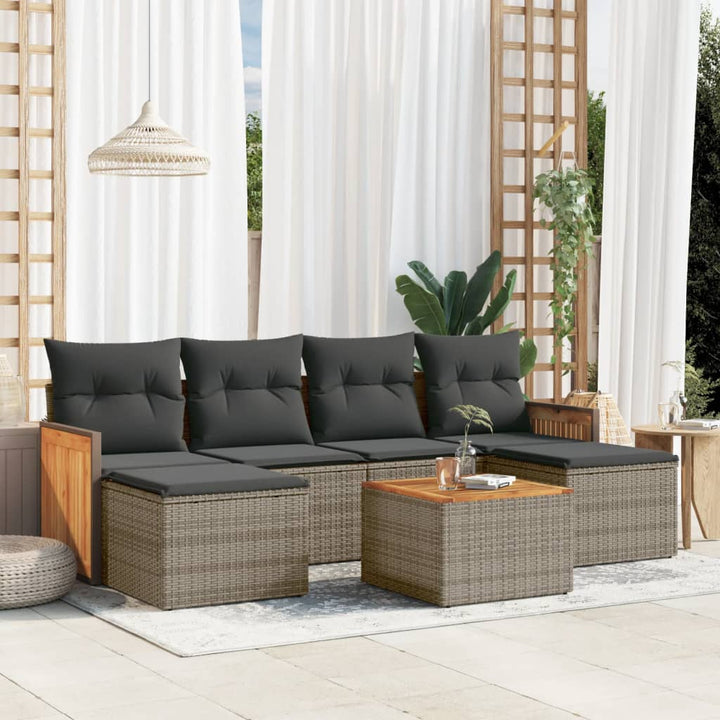 Soffgrupp För Trädgården Med Dynor 6 Delar Beige Konstrotting