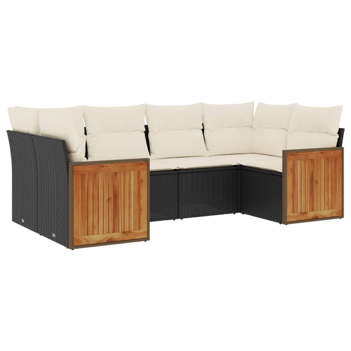 Loungegrupp Med Dynor 6 Delar Svart Konstrotting