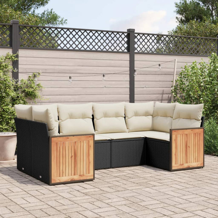 Loungegrupp Med Dynor 6 Delar Svart Konstrotting