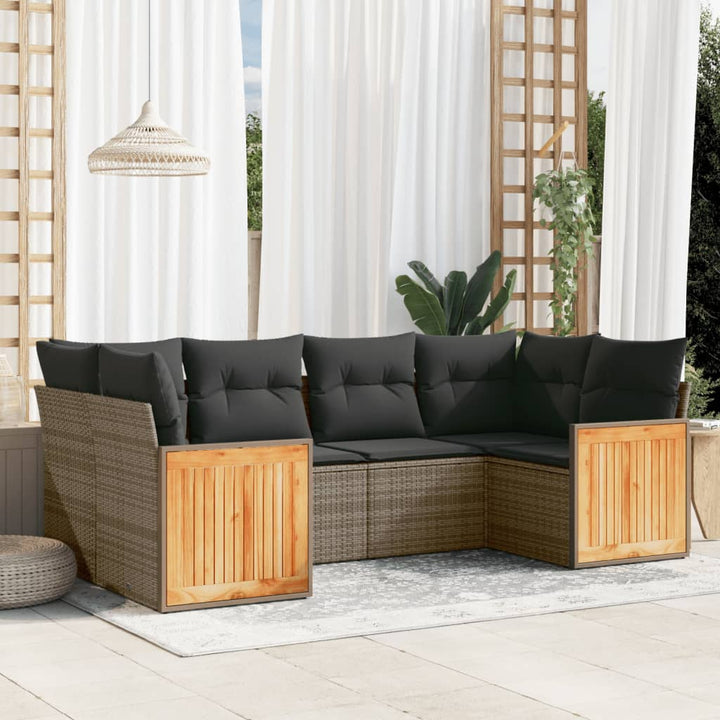 Loungegrupp Med Dynor 6 Delar Svart Konstrotting