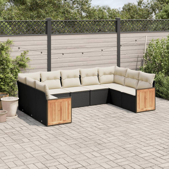 Soffgrupp För Trädgården Med Dynor 9 Delar Beige Konstrotting