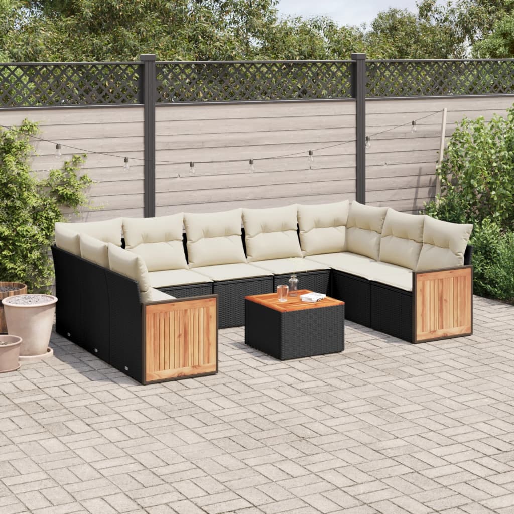 Soffgrupp För Trädgården Med Dynor 9 Delar Beige Konstrotting