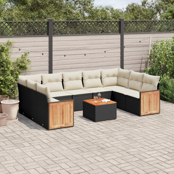 Soffgrupp För Trädgården Med Dynor 9 Delar Beige Konstrotting