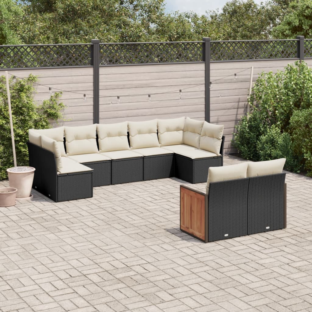 Soffgrupp För Trädgården Med Dynor 9 Delar Beige Konstrotting