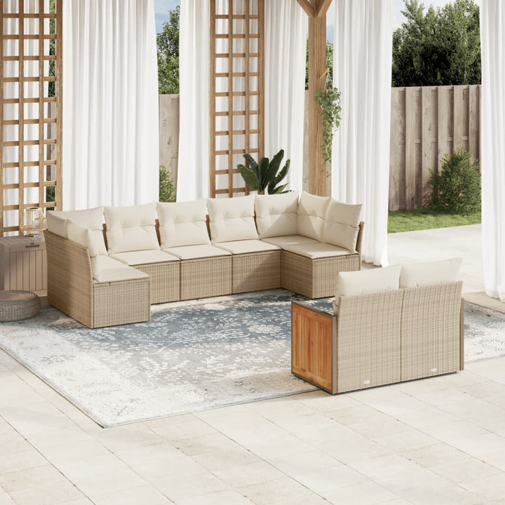 Soffgrupp För Trädgården Med Dynor 9 Delar Beige Konstrotting