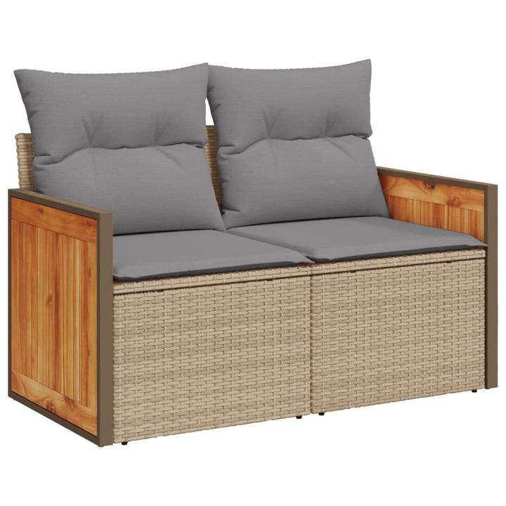 Soffgrupp För Trädgården Med Dynor 9 Delar Beige Konstrotting