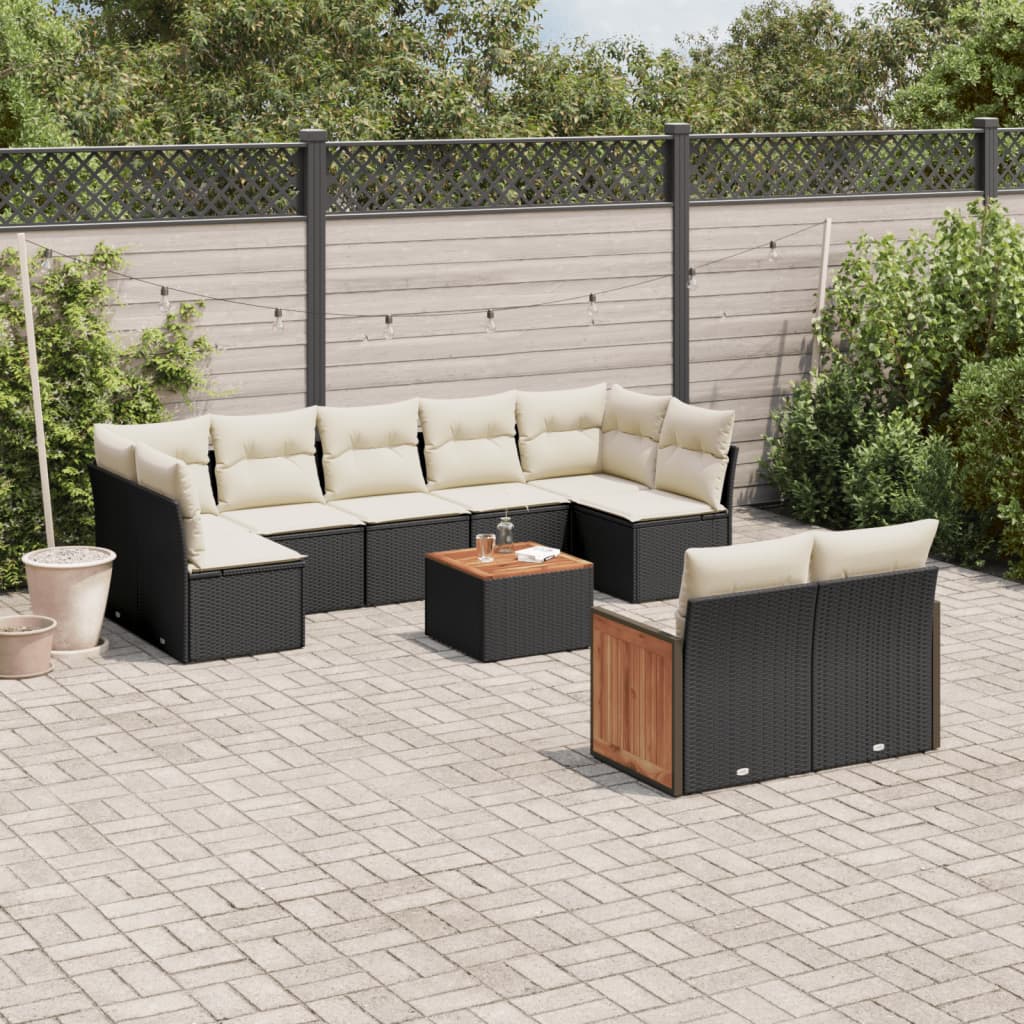 Soffgrupp För Trädgården Med Dynor 9 Delar Beige Konstrotting