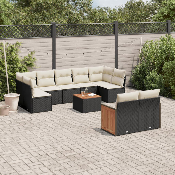 Soffgrupp För Trädgården Med Dynor 9 Delar Beige Konstrotting