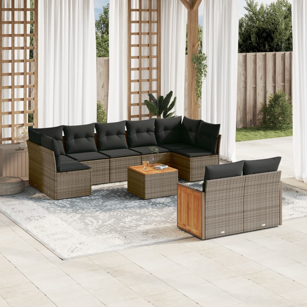 Soffgrupp För Trädgården Med Dynor 9 Delar Beige Konstrotting