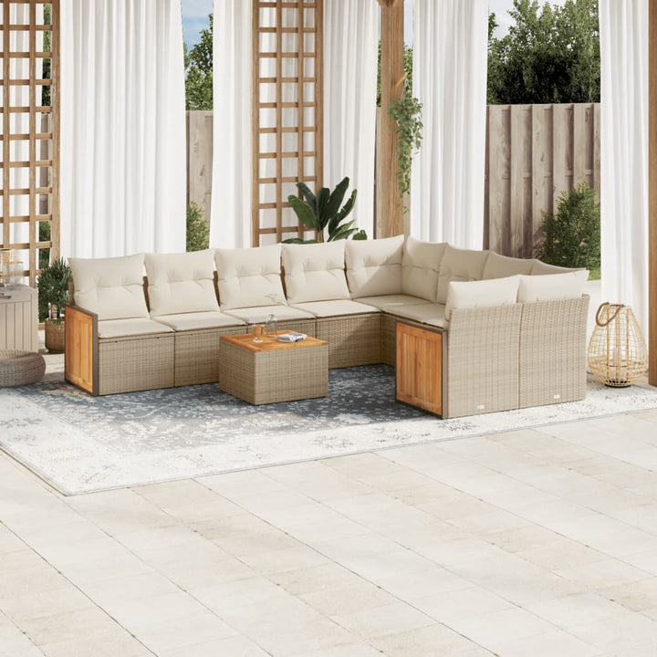 Soffgrupp För Trädgård Med Dynor 10 Delar Beige Konstrotting