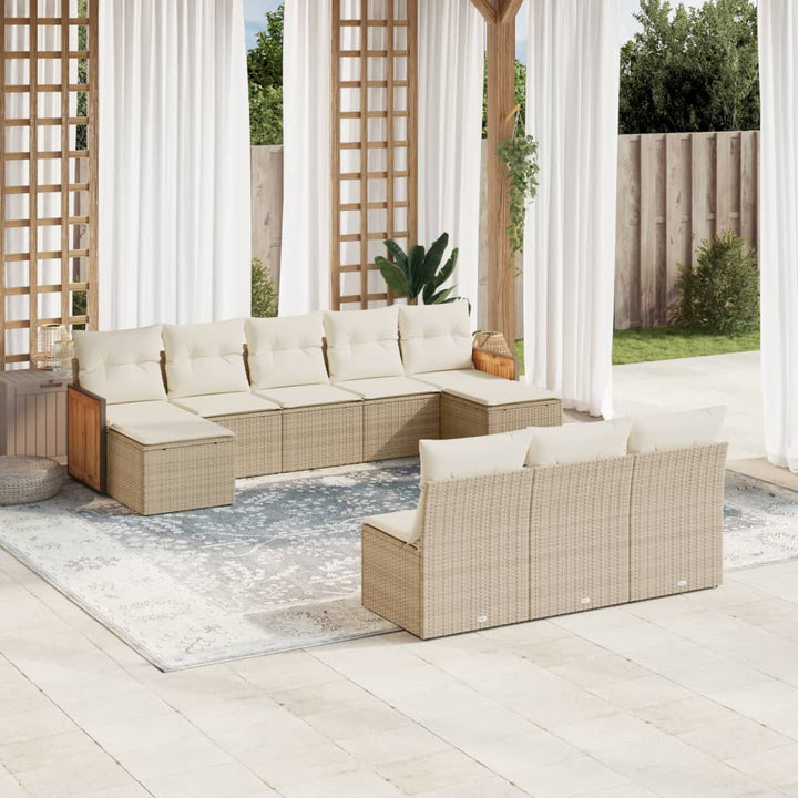Loungegrupp För Trädgården M. Dynor 11 Delar Beige Konstrotting