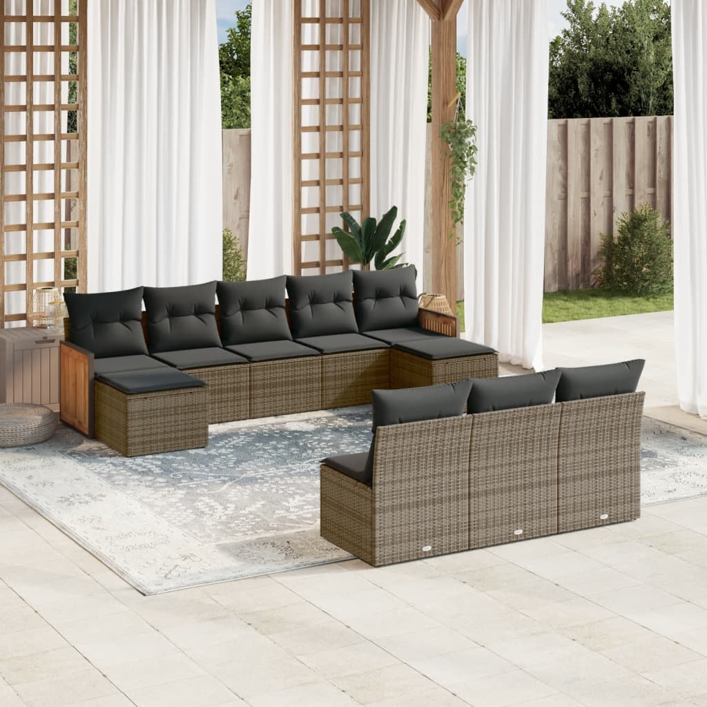Loungegrupp För Trädgården M. Dynor 11 Delar Beige Konstrotting