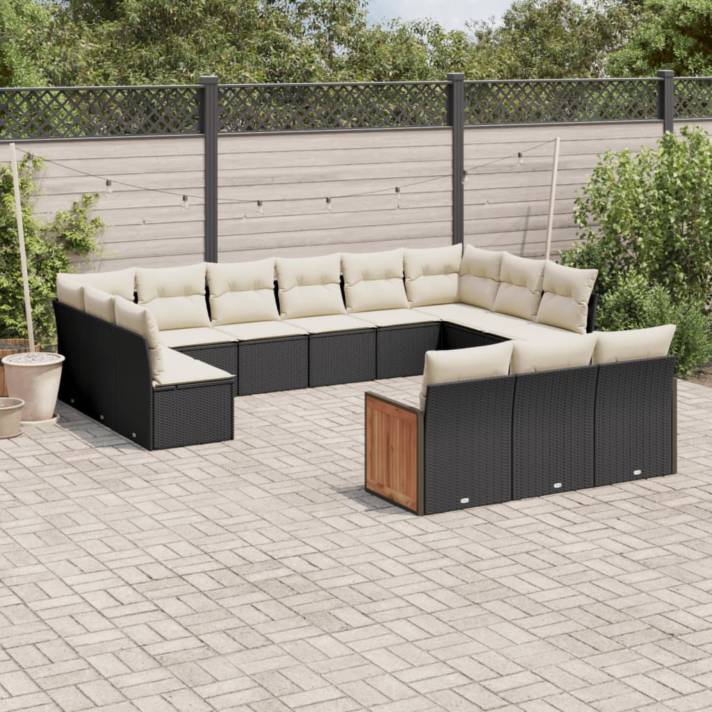Soffgrupp För Trädgården Med Dynor 13 Delar Beige Konstrotting