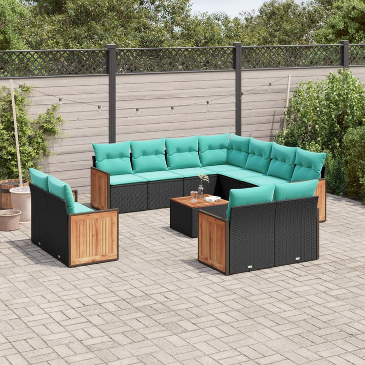 12 Delar Trädgårdssoffgrupp Med Dynor Polyrotting
