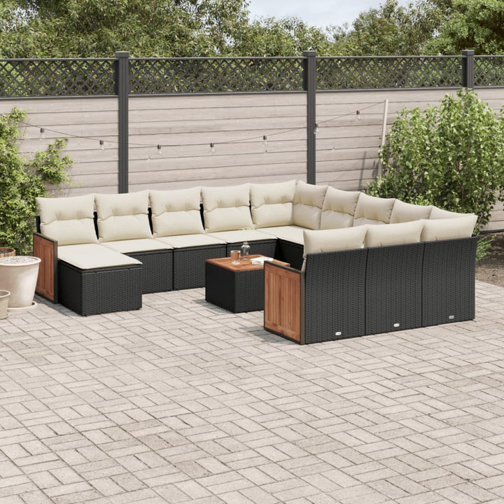 Loungegrupp Med Dynor 12 Delar Svart Konstrotting