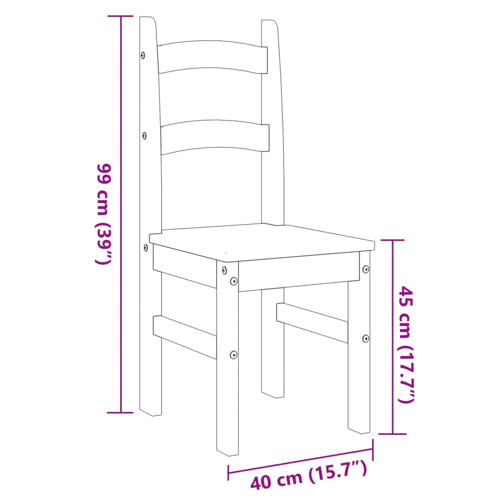 Matstolar 2 St 40X46X99 Cm Massiv Furu
