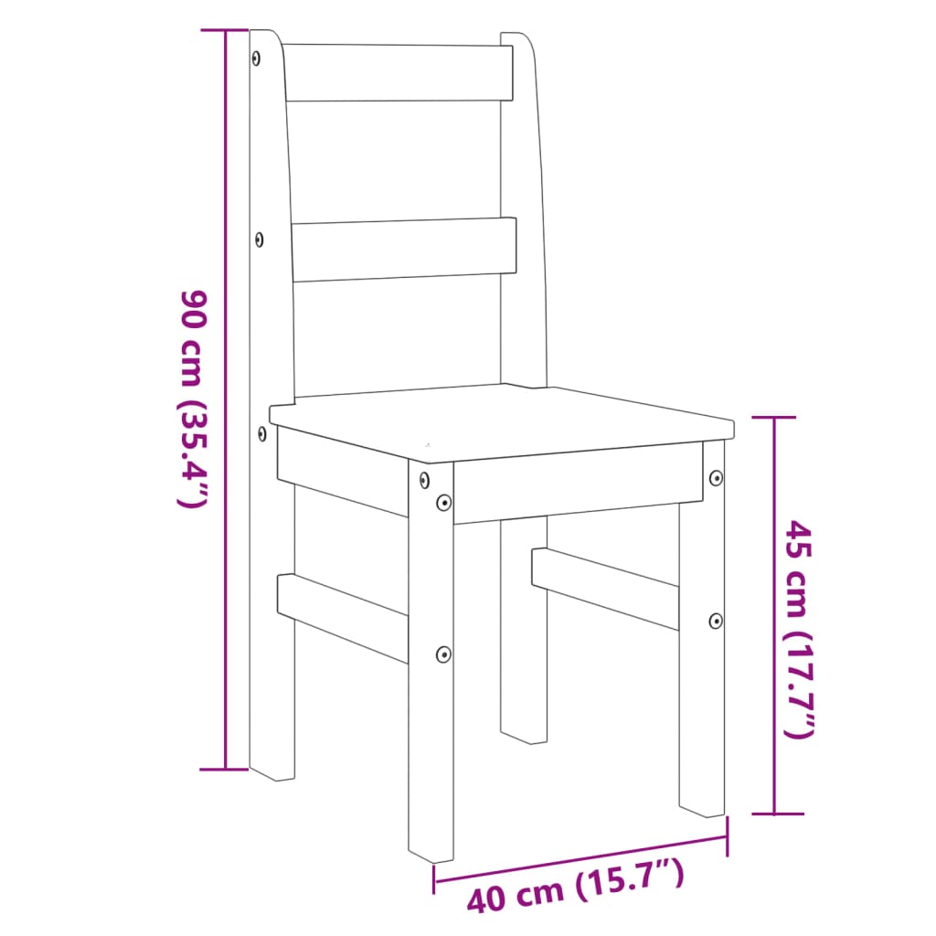 Matstolar 2 St Panama 40X46X90 Cm Massiv Furu