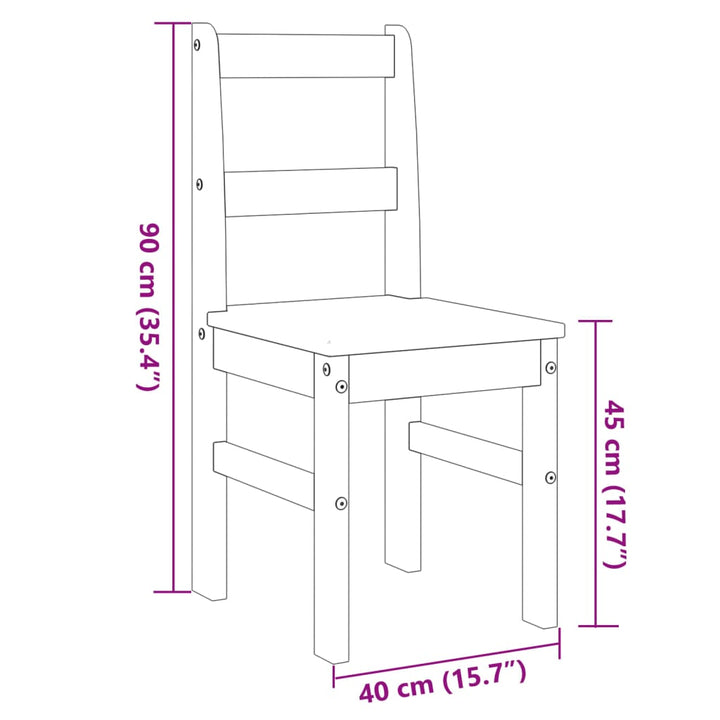 Matstolar 2 St Panama 40X46X90 Cm Massiv Furu