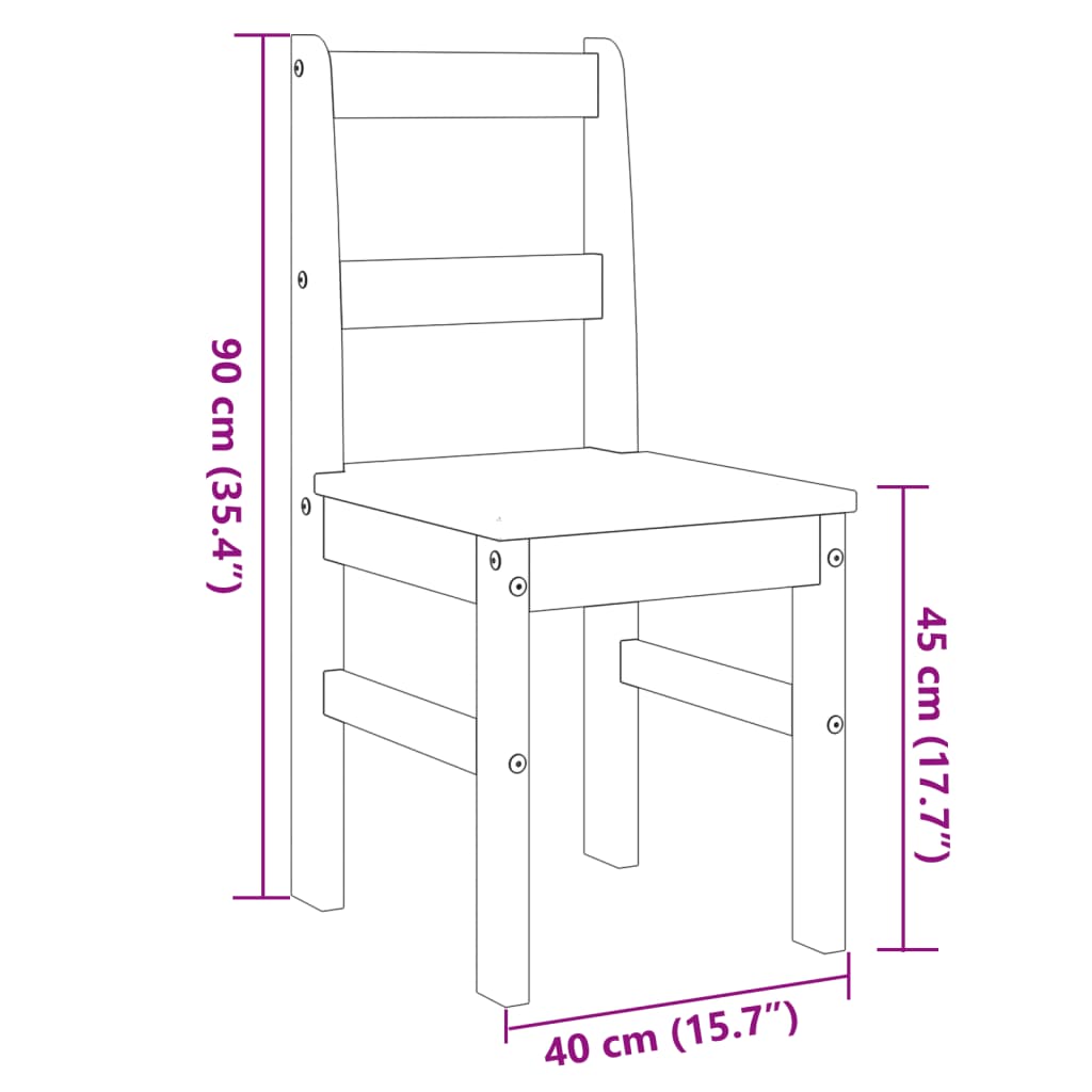Matstolar 2 St Panama 40X46X90 Cm Massiv Furu