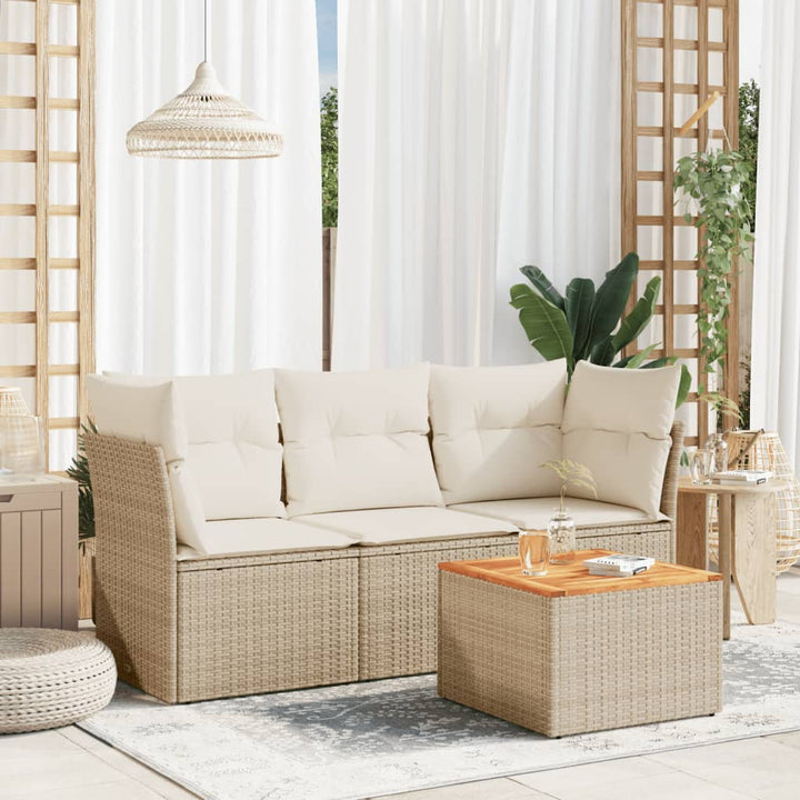 Soffgrupp För Trädgård Med Dynor 4 Delar Beige Konstrotting