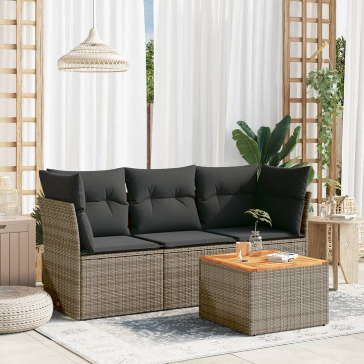 Soffgrupp För Trädgård Med Dynor 4 Delar Beige Konstrotting