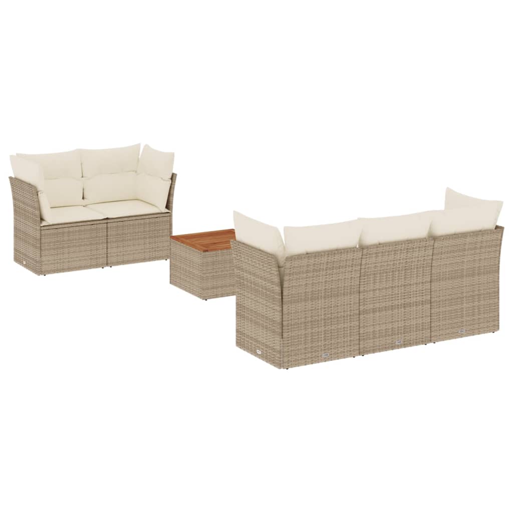 Soffgrupp För Trädgården Med Dynor 6 Delar Beige Konstrotting