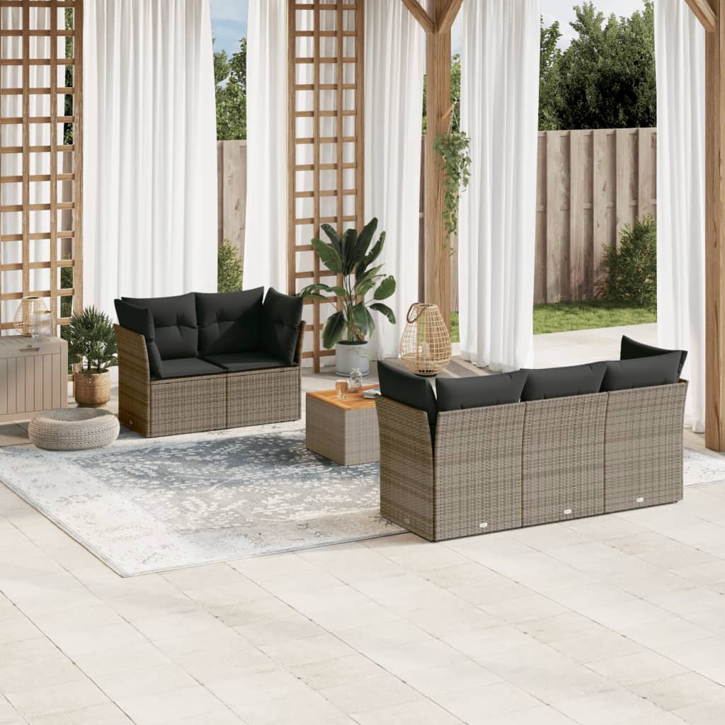 Soffgrupp För Trädgården Med Dynor 6 Delar Beige Konstrotting