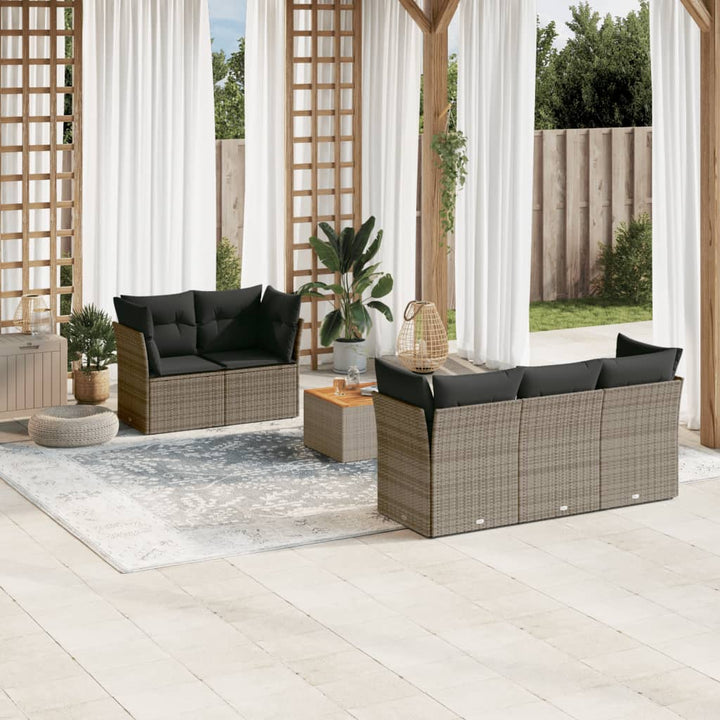 Soffgrupp För Trädgården Med Dynor 6 Delar Beige Konstrotting