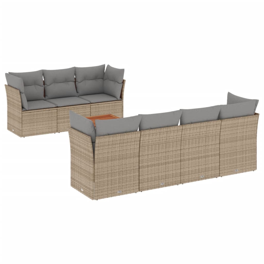 Matgrupp För Trädgården Med Dynor 8 Delar Beige Konstrotting