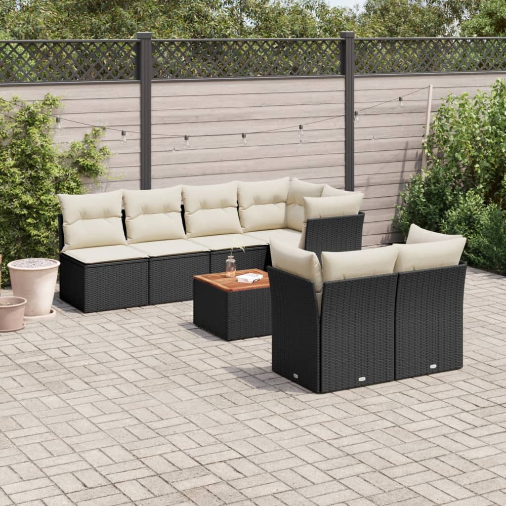 Matgrupp För Trädgården Med Dynor 8 Delar Beige Konstrotting