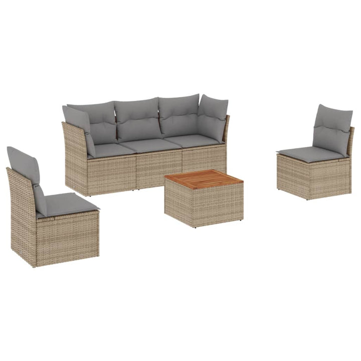 Soffgrupp För Trädgården Med Dynor 6 Delar Beige Konstrotting