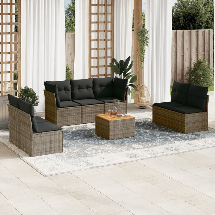 Matgrupp För Trädgården Med Dynor 8 Delar Beige Konstrotting