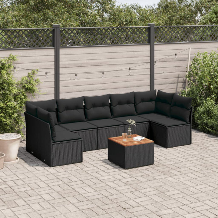 Matgrupp För Trädgården Med Dynor 8 Delar Beige Konstrotting
