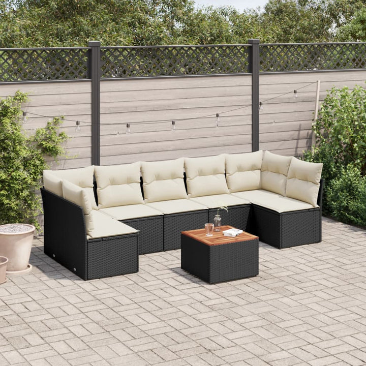 Matgrupp För Trädgården Med Dynor 8 Delar Beige Konstrotting