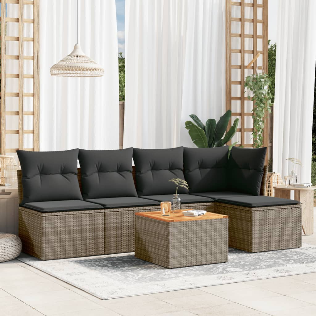 Loungegrupp Med Dynor 6 Delar Svart Konstrotting