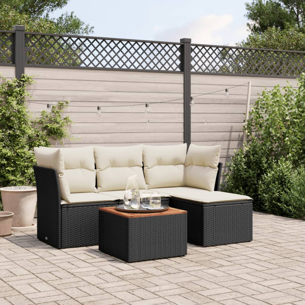 Soffgrupp För Trädgården Med Dynor 5 Delar Beige Konstrotting