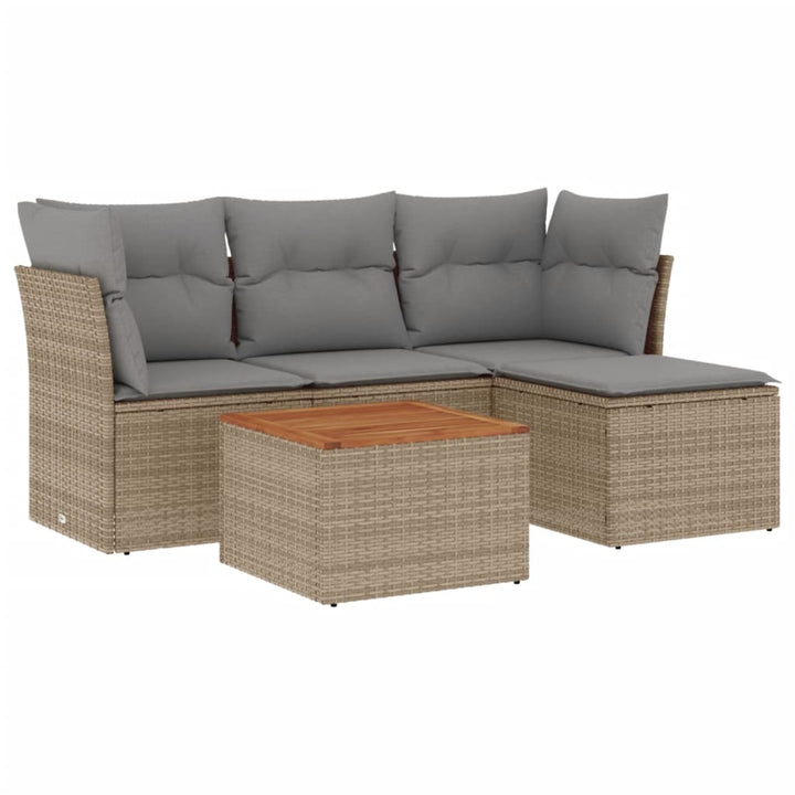 Soffgrupp För Trädgården Med Dynor 5 Delar Beige Konstrotting