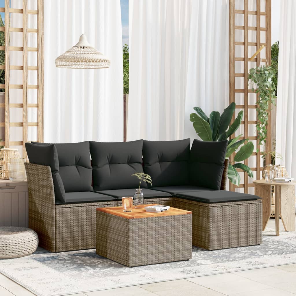 Soffgrupp För Trädgården Med Dynor 5 Delar Beige Konstrotting