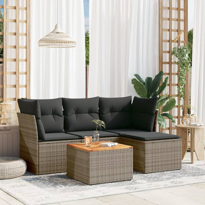 Soffgrupp För Trädgården Med Dynor 5 Delar Beige Konstrotting