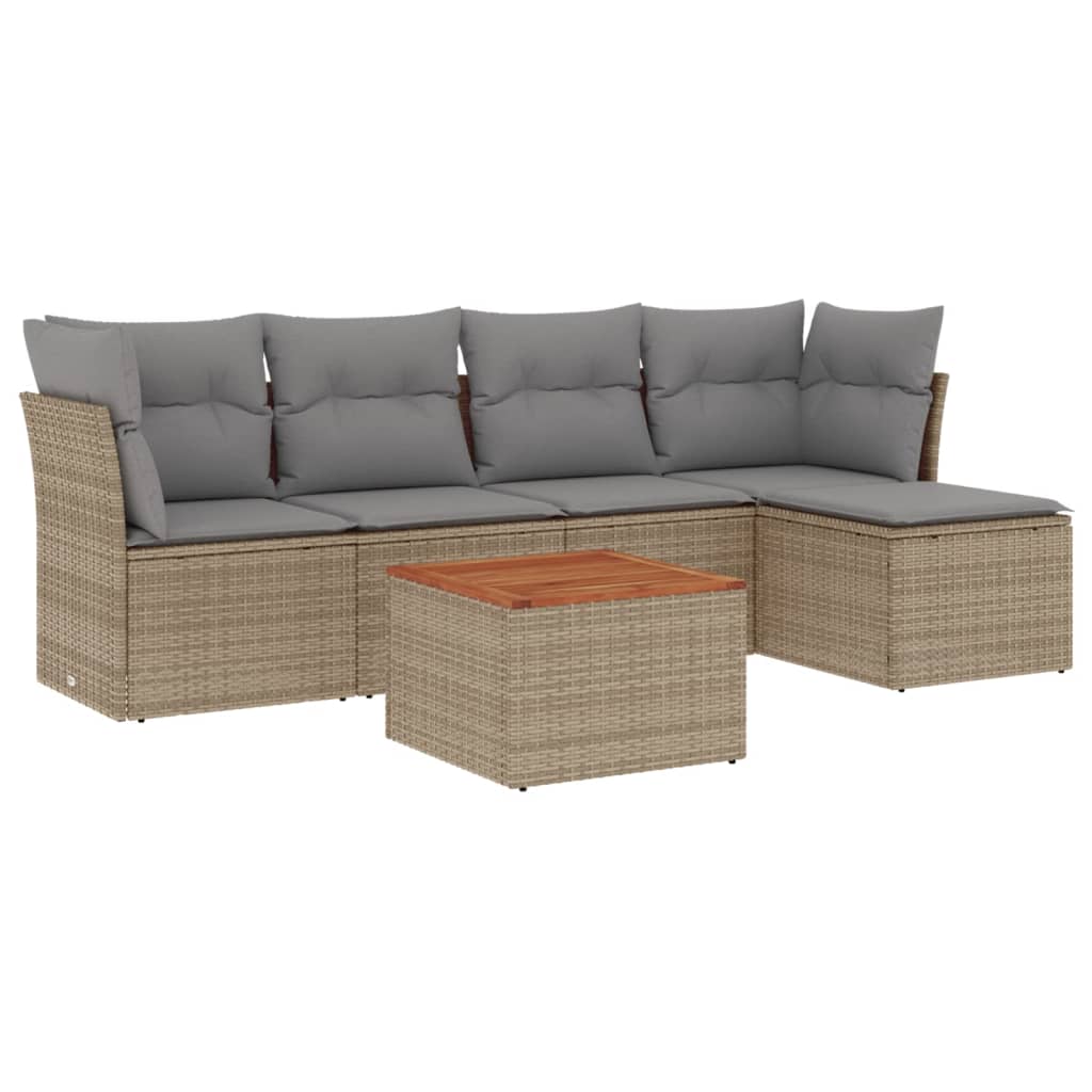Soffgrupp För Trädgården Med Dynor 6 Delar Beige Konstrotting