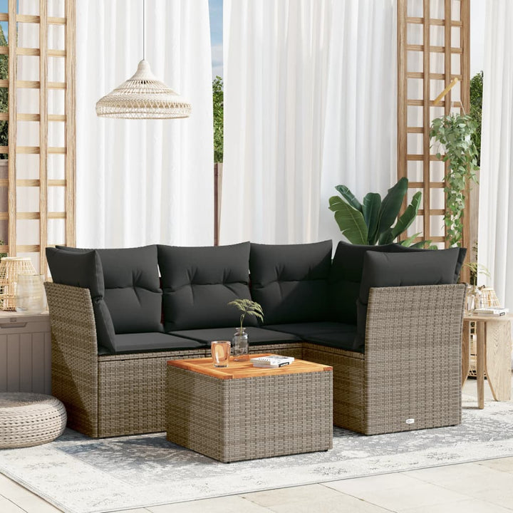 Soffgrupp För Trädgården Med Dynor 5 Delar Beige Konstrotting