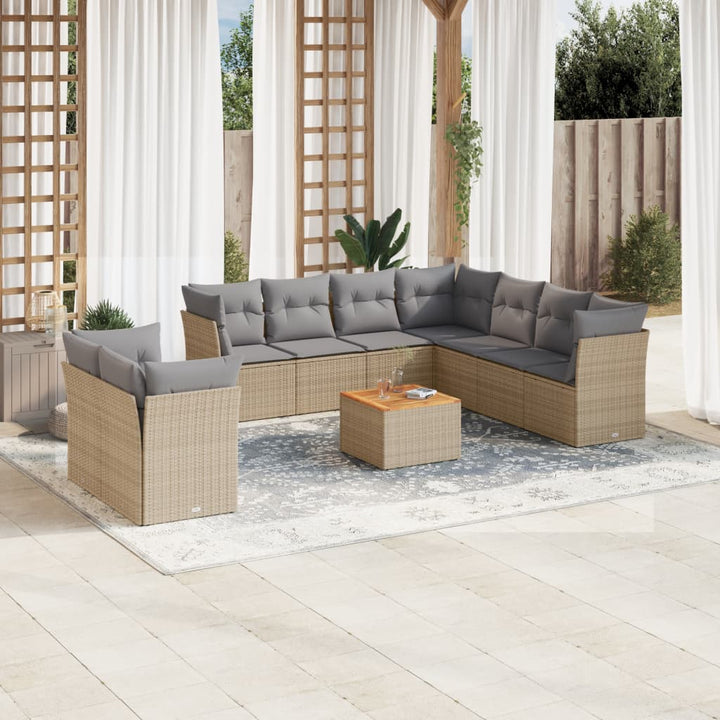 Loungegrupp 10 Delar Med Svarta Dynor Konstrotting