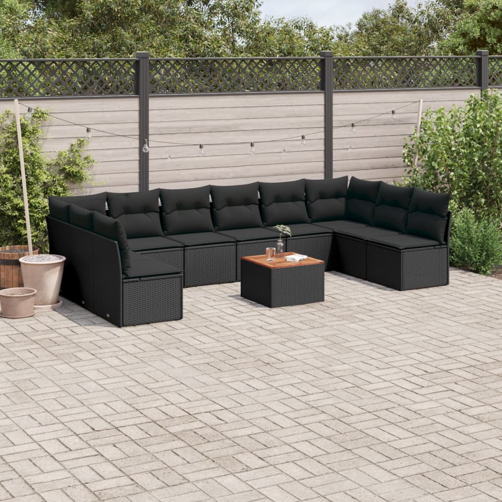 Loungegrupp För Trädgården M. Dynor 11 Delar Beige Konstrotting
