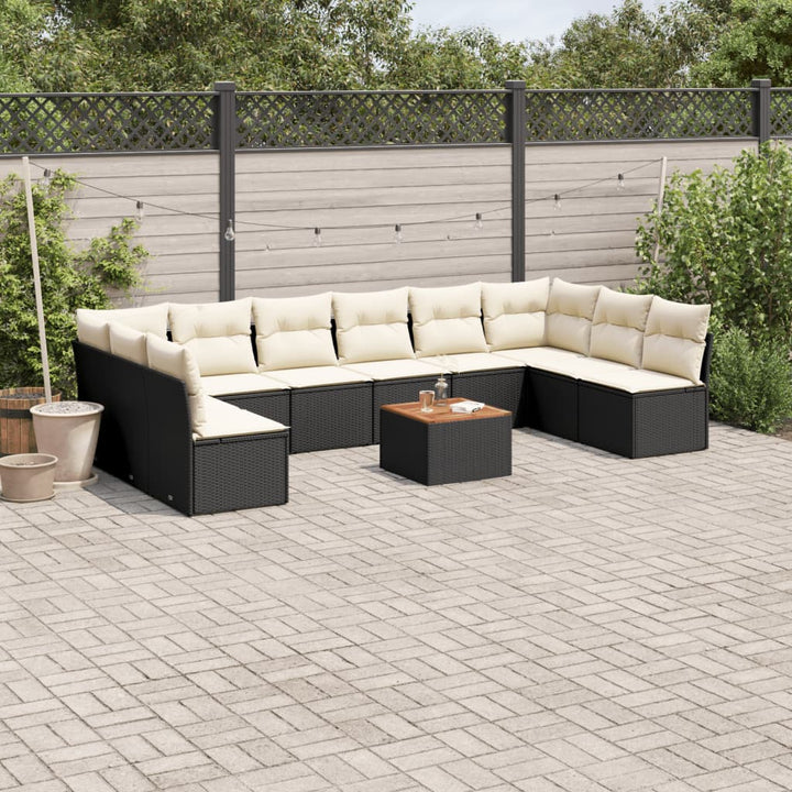 Loungegrupp För Trädgården M. Dynor 11 Delar Beige Konstrotting