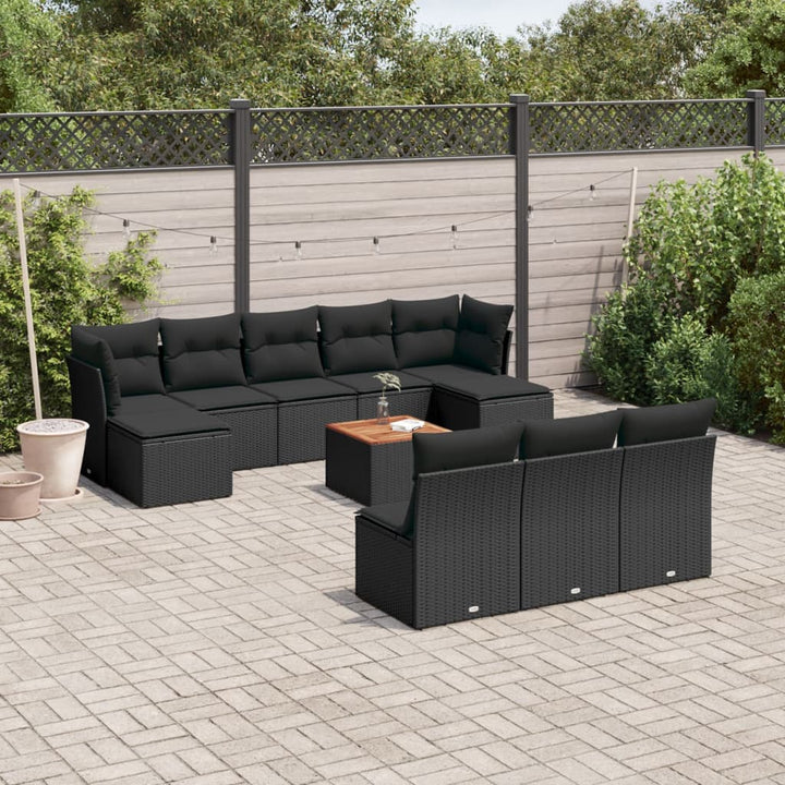 Loungegrupp För Trädgården M. Dynor 11 Delar Beige Konstrotting